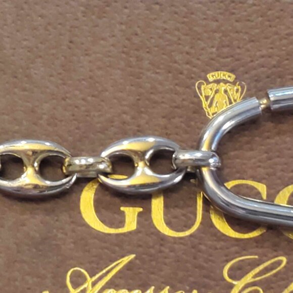 GUCCI Vintage Interlocking GG Logo Two Tone Bag Charm Key Ring Key Chain - Picture 13 of 16